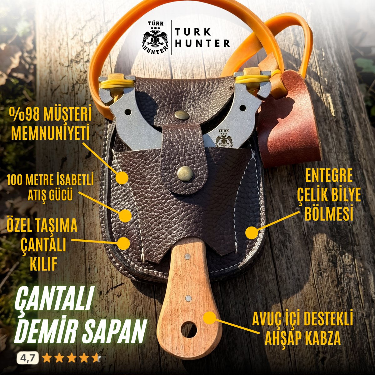 Türk Hunter Profesyonel Çantalı Demir Sapan