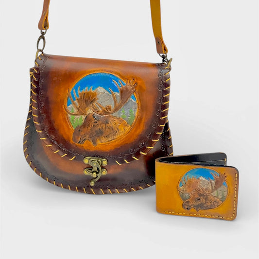 Türk Hunter Deri El Yapımı Yan Çanta & Cüzdan Seti
