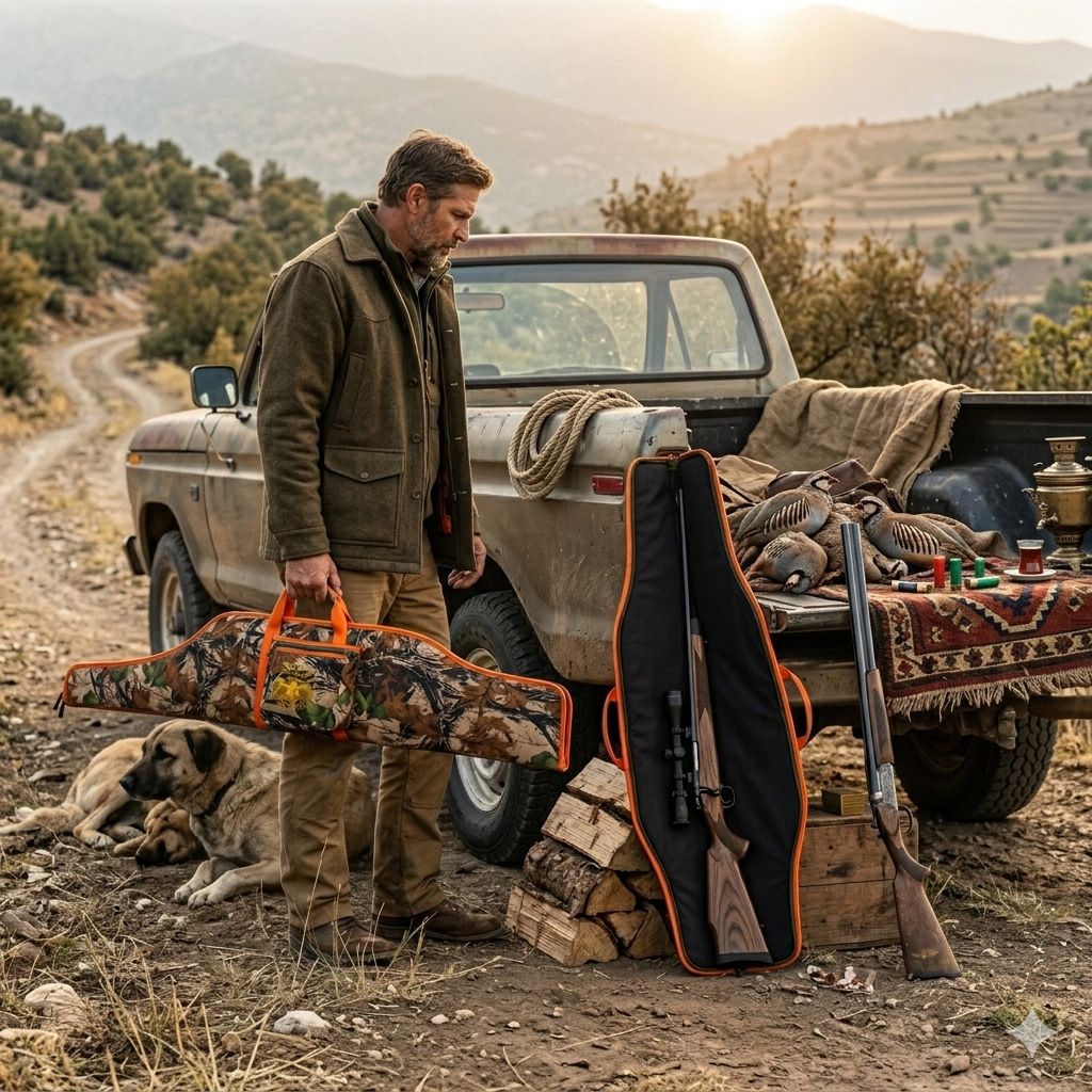 Türk Hunter 131×30 cm yivli dürbünlü tüfek kılıfı,