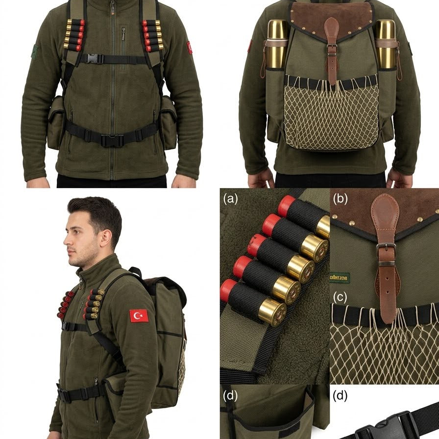 Türk Hunter fişeklikli avcı çoban sırt çantası